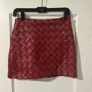 Faux Leather Woven Skirt in Wine